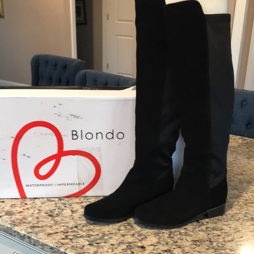 BLONDO WOMEN’S VELMA WATERPROOF RIDING BOOT, BLACK SUEDE, size 8M